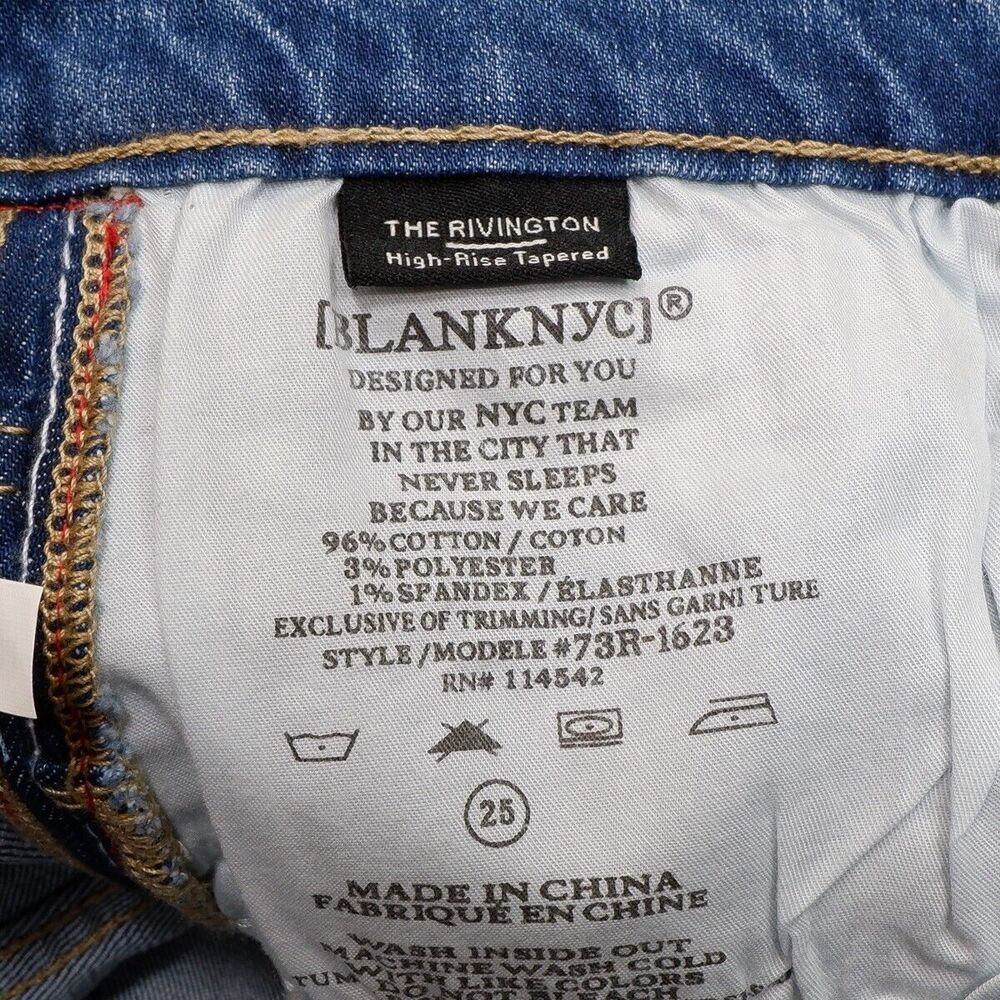 Blanknyc Rivington Jeans Size 25 Womens High Rise Slim Leg Distress Blue 27x27.5 - Picture 9 of 11